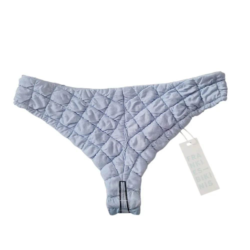 NEW Frankies Bikinis Katarina Waco & Dawson Cheeky Bikini Set in Baby Blue Large
